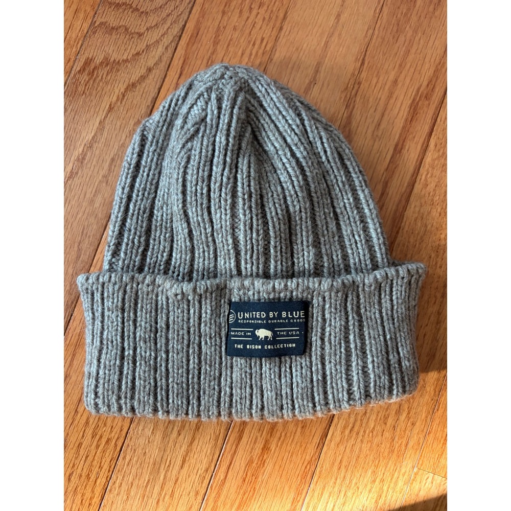 United By Blue The Bison Collection Beanie Made in USA Wool Bison Blend Taupe